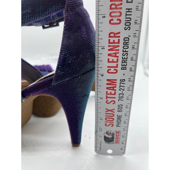 9 M Gianni Bini purple Glitter Strap Sandal 4” High Heel Open Toe Platform Sling - Picture 6 of 7